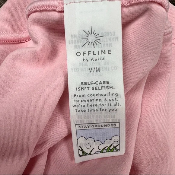 Aerie OFFLINE Size Medium Real Me Crossover 7/8 Leggings Club Pink High Waisted - Picture 7 of 8